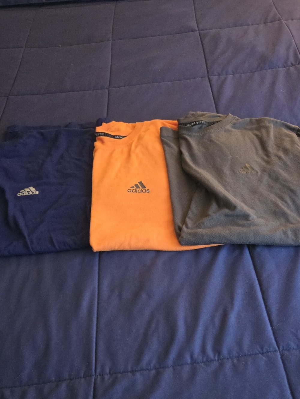 adidas Men's Short Sleeve Tee Pack - Orange, Navy, Gray Very Used